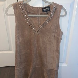 BB Dakota Tan Suede V-Necked Dress